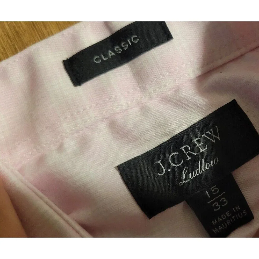 New! J.Crew Dress Shirt Size 15/33 Ludlow Pink Plaid Long Sleeve